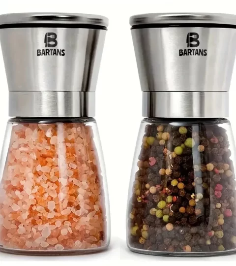 Bartans Manual Kitchens Salt And Pepper Grinder Set Stainless Steel Cap Blades Shakers Easy Clean